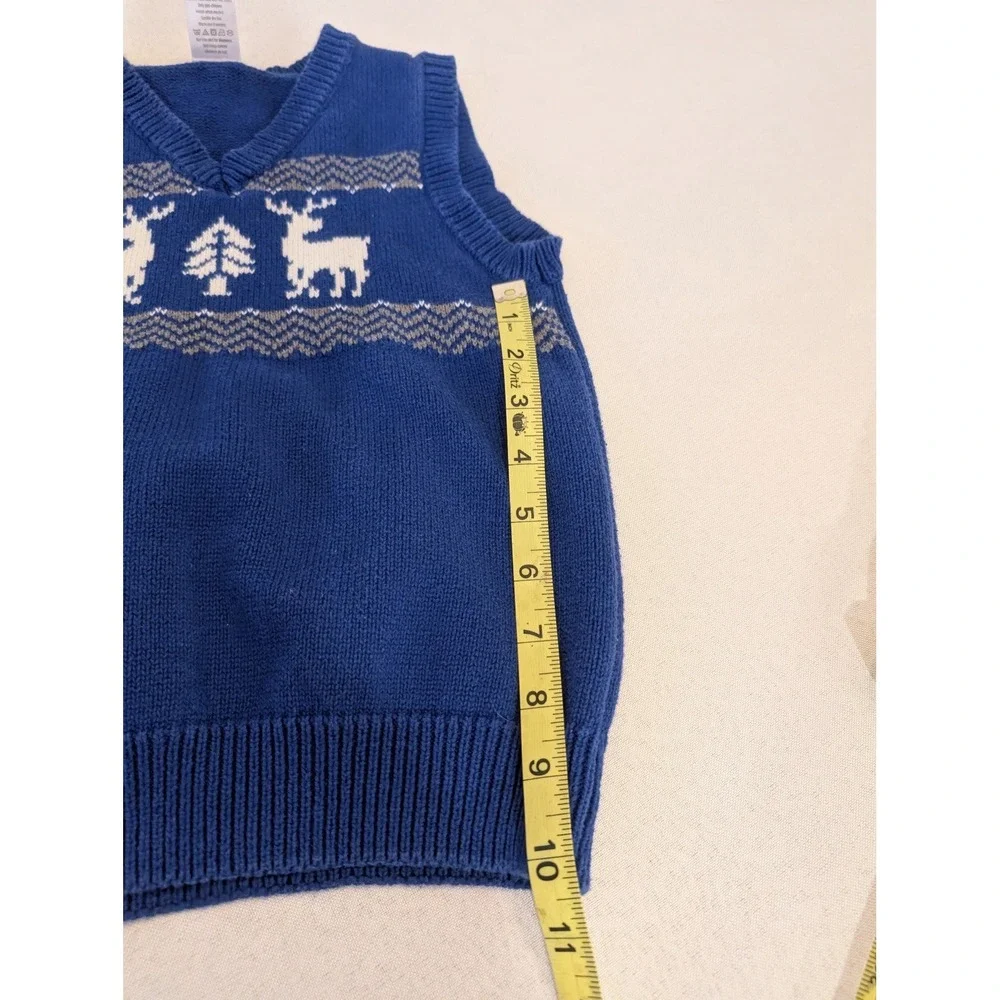 Gymboree Joyful‎ Winter Holiday Blue Reindeer Tree Sweater Vest Boys 4T